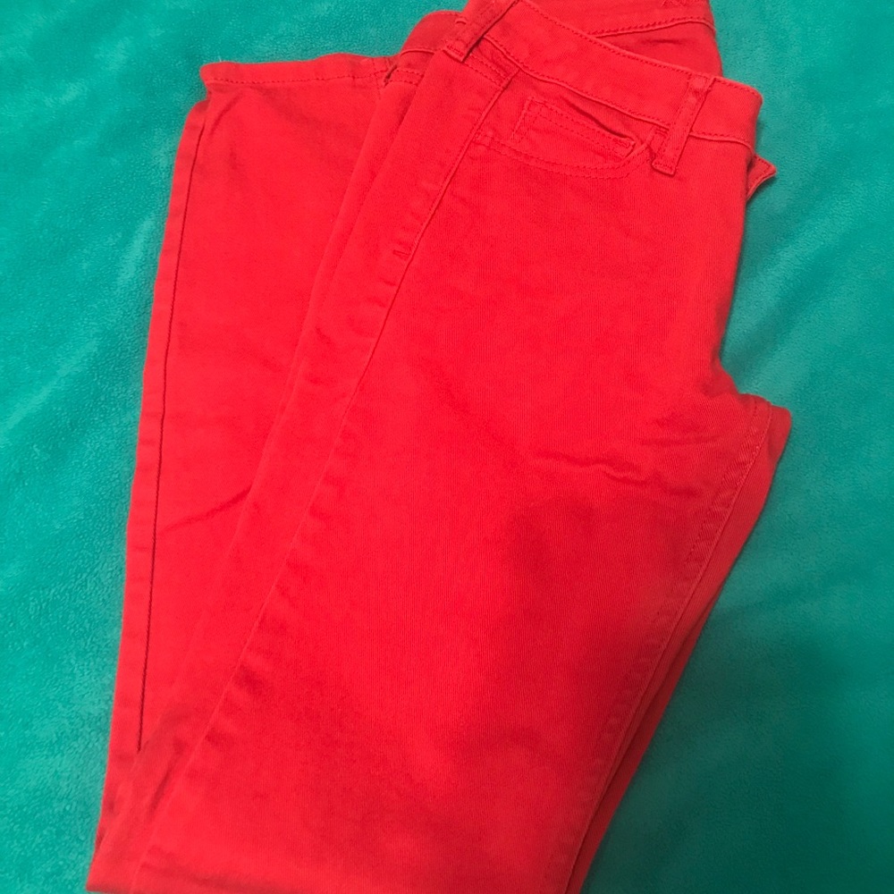 Red skinny jeans